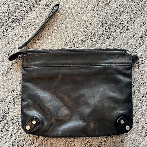 Club Monaco Buttery Black Leather Clutch Bag